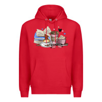 Red coffee and books Premium Hoodie - MaliasSmallBusiness