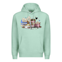 Seafoam coffee and books Premium Hoodie - MaliasSmallBusiness