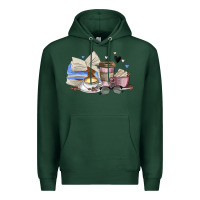 Sports Green coffee and books Premium Hoodie - MaliasSmallBusiness