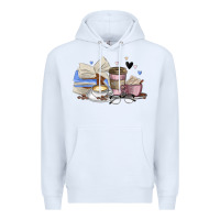 White coffee and books Premium Hoodie - MaliasSmallBusiness