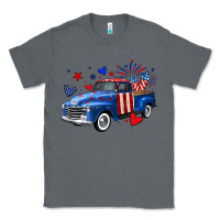 Charcoal Heather 4th of July American flag truck Classic Tee - Neo Western