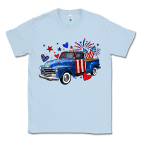 Dusty Blue 4th of July American flag truck Classic Tee - Neo Western