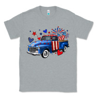 Heather Grey 4th of July American flag truck Classic Tee - Neo Western