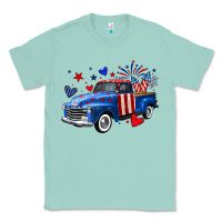 Seafoam 4th of July American flag truck Classic Tee - Neo Western