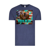 Vintage Denim papa bear american flag  tumbler Vintage Tee - BarkalooDesign