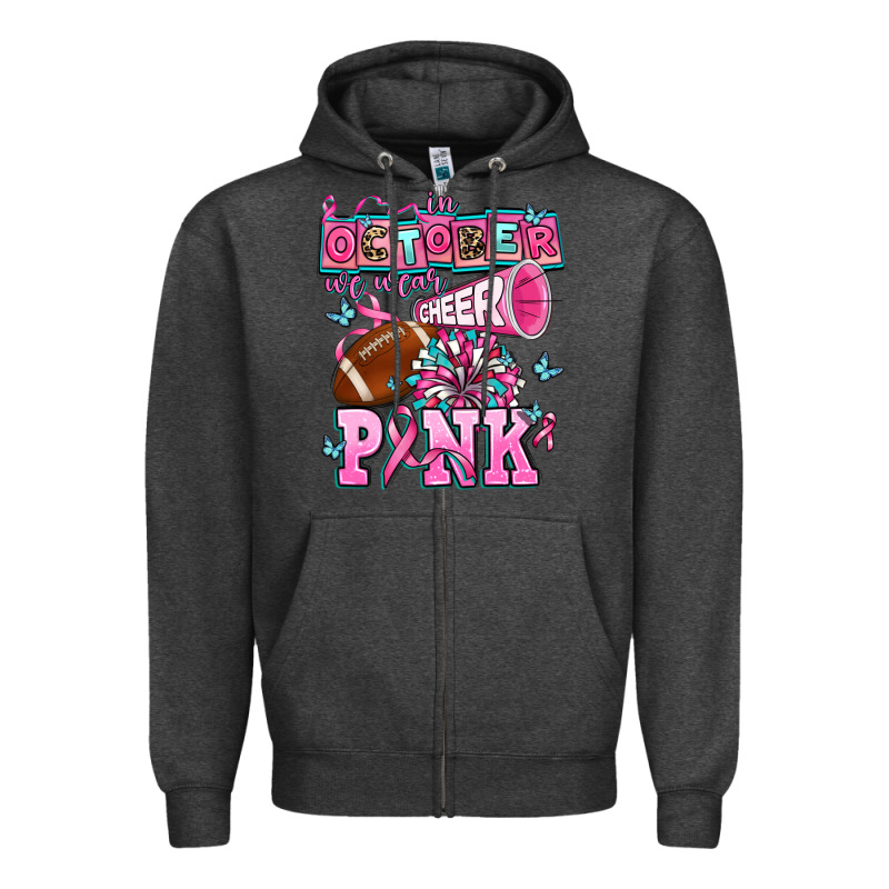 In October We Wear Cheer Pink Football Zipper Hoodie by AdoDesignShop | Teevron