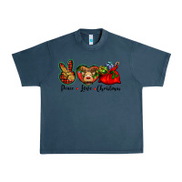 Midnight Navy peace love Christmas Urban Heavy Tee - BarkalooDesign