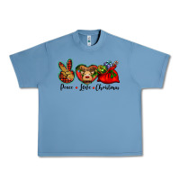 Pebble Blue peace love Christmas Urban Heavy Tee - BarkalooDesign