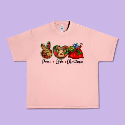 Peace Love Christmas Urban Heavy Tee Designed By Barkaloodesign