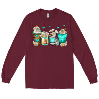 Burgundy daisy coffee cups Long Sleeve Tee - Zillion Design Studio