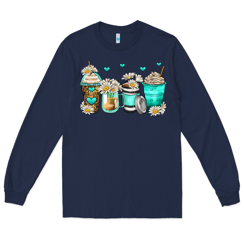 Daisy Coffee Cups Long Sleeve Tee by Zillion Design Studio | Teevron