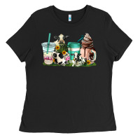 Black cow coffee cups Ladies Tee - AdoDesignShop