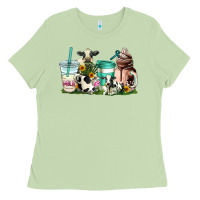 Matcha cow coffee cups Ladies Tee - AdoDesignShop