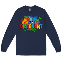 Navy different is beautiful autism stitch Long Sleeve Tee - Zillion Design Studio
