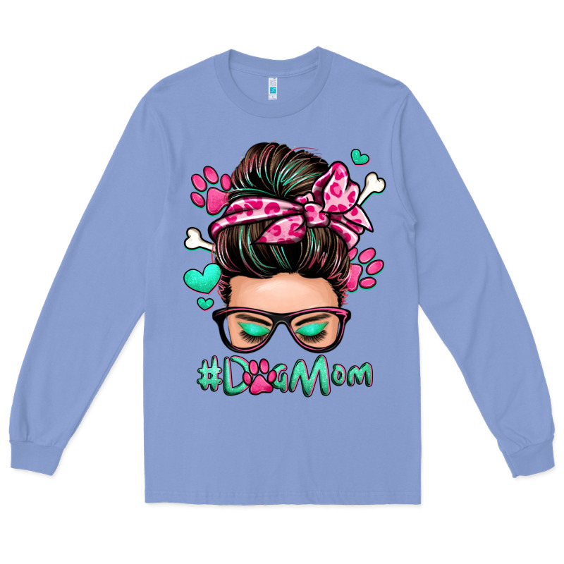 Dog Mom Messy Bun Long Sleeve Tee by Zillion Design Studio | Teevron