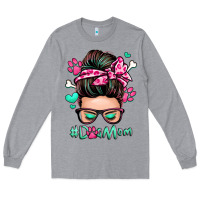 Heather Grey dog mom messy bun Long Sleeve Tee - Zillion Design Studio