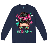Navy dog mom messy bun Long Sleeve Tee - Zillion Design Studio