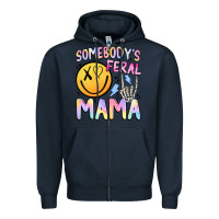 Navy somebody's feral mama Zipper Hoodie - JahusDesignShop