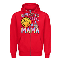 Red somebody's feral mama Zipper Hoodie - JahusDesignShop