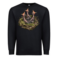 Black Bird Nest With Baby Birds Premium Sweatshirt - LillyAllenDesigns