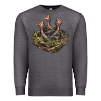 Charcoal Heather Bird Nest With Baby Birds Premium Sweatshirt - LillyAllenDesigns