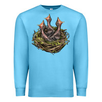 Ocean Blue Bird Nest With Baby Birds Premium Sweatshirt - LillyAllenDesigns