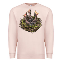 Pale Pink Bird Nest With Baby Birds Premium Sweatshirt - LillyAllenDesigns
