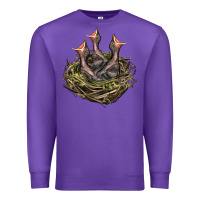 Purple Bird Nest With Baby Birds Premium Sweatshirt - LillyAllenDesigns