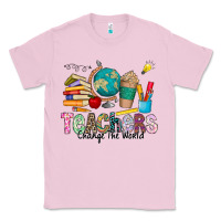 Bubblegum Pink Teachers Change The World Classic Tee - CowhideDigitalArt