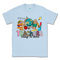 Dusty Blue Teachers Change The World Classic Tee - CowhideDigitalArt