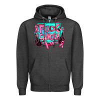 Charcoal Heather fuck cancer Zipper Hoodie - AdoDesignShop