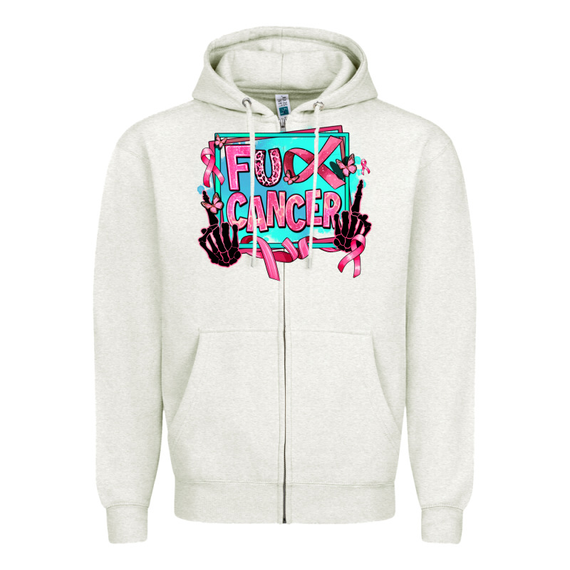 Fuck Cancer Zipper Hoodie by AdoDesignShop | Teevron