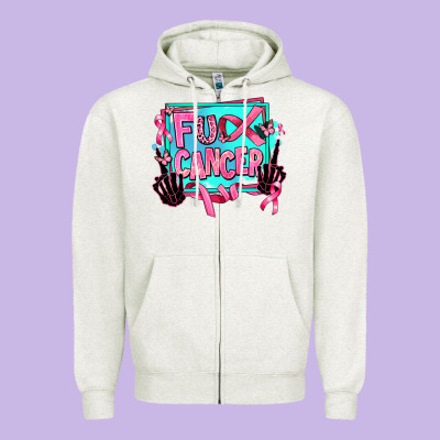 Fuck Cancer Zipper Hoodie Designed By Adodesignshop