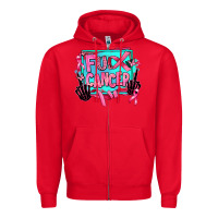 Red fuck cancer Zipper Hoodie - AdoDesignShop