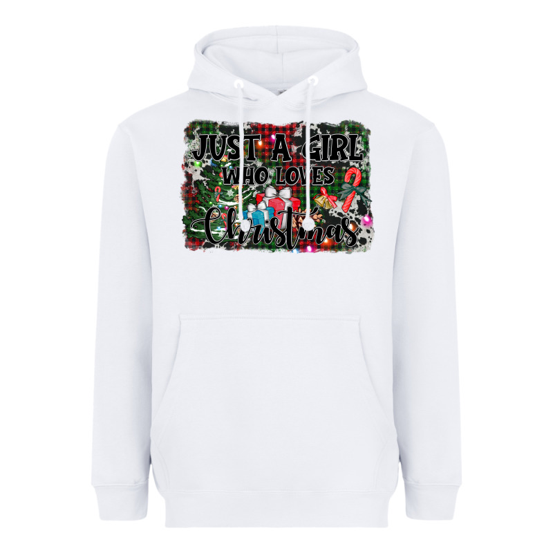 Just A Girl Who Loves Christmas Heavyweight Hoodie by AdoDesignShop | Teevron