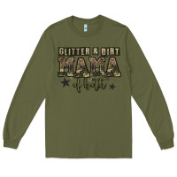 Army Green glitter and dirt mama of both Long Sleeve Tee - Zillion Design Studio