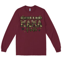Burgundy glitter and dirt mama of both Long Sleeve Tee - Zillion Design Studio