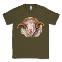 Army Green merino wool ram Classic Tee - BarkalooDesign