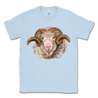 Dusty Blue merino wool ram Classic Tee - BarkalooDesign