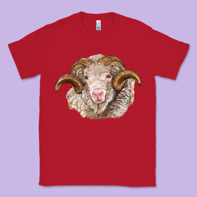 Merino Wool Ram Classic Tee Designed By Barkaloodesign