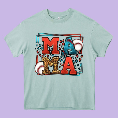 Leopard Baseball Mama Mother's Day Heavy Core Tee Designed By Lillyallendesigns