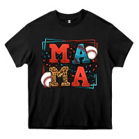 Black leopard baseball mama Mother's Day Heavy Core Tee - LillyAllenDesigns