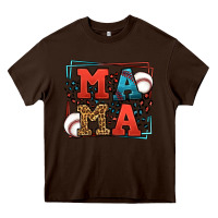 Chocolate Brown leopard baseball mama Mother's Day Heavy Core Tee - LillyAllenDesigns