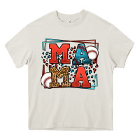 Cream leopard baseball mama Mother's Day Heavy Core Tee - LillyAllenDesigns