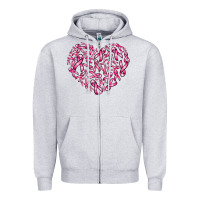 Heather Grey breast cancer ribbon heart Zipper Hoodie - AdoDesignShop