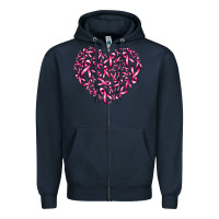 Navy breast cancer ribbon heart Zipper Hoodie - AdoDesignShop