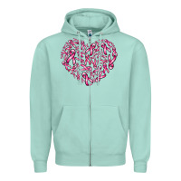 Breast Cancer Ribbon Heart Zipper Hoodie | Teevron