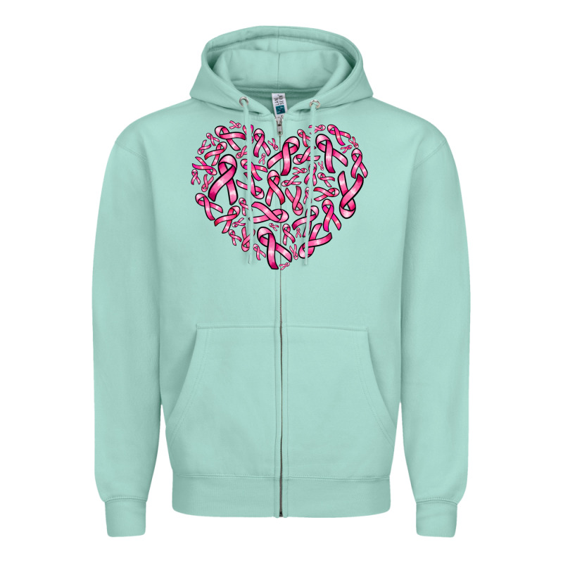 Breast Cancer Ribbon Heart Zipper Hoodie by AdoDesignShop | Teevron