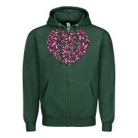 Sports Green breast cancer ribbon heart Zipper Hoodie - AdoDesignShop