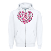 White breast cancer ribbon heart Zipper Hoodie - AdoDesignShop